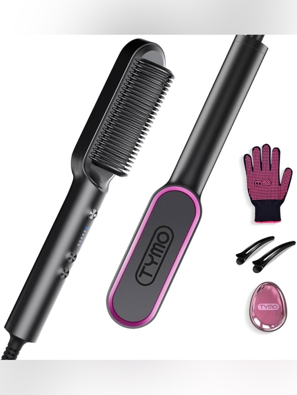 TYMO Pink & Black Hair Straightening Brush
